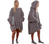 Sienna Hoodie Blanket, Gifts for Women Ultra Soft Sherpa Fleece Warm Cosy Comfy Oversized Wearable Hooded Sweatshirt Throw for Women Girls Adults Men Boys Kids Big Pocket, Charcoal Grey
