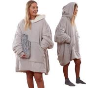 Oversized Plush Sherpa Fleece Hoodie Blanket OHS Light Grey One Size