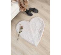 Sienna Kids Faux Sheepskin Fluffy 65cm Heart Shaped Rug Grey