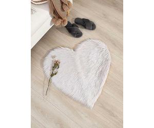 Sienna Kids Faux Sheepskin Fluffy 65cm Heart Shaped Rug Grey