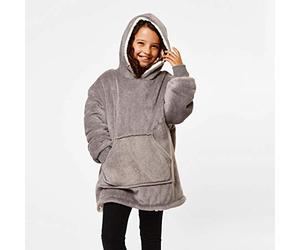 Sienna Kids Hoodie Blanket Oversized Ultra Soft Plush Sherpa Fleece Wearable Warm Throw Cosy Pull Over for Boys Girls Children - Charcoal Grey