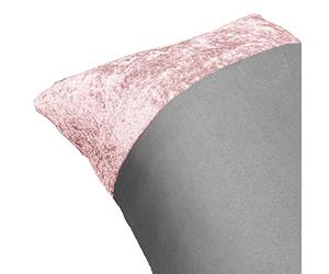 Sienna King Size Bedding Set, Super Soft Warm Cosy Luxurious Blush Pink Crushed Velvet Band Design Stylish Silver Grey King Size Quilt Cover Set with Pillowcases