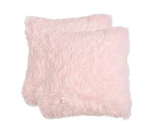 Sienna Large Pink Cushion Covers 55x55, Pink Fluffy Cushion for Living Room Bed Sofa Shaggy Cushion Covers Bedroom Decorative Luxury Home Fluffy Cushions for Covers, Pack of 2