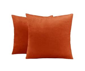 Sienna Matt Velvet Burnt Orange Cushion Covers, Pack of 2 Throw Pillows Cushion Covers for Cushion Inserts Smooth Soft Comfy Cushions Living Room Bedroom, Rust