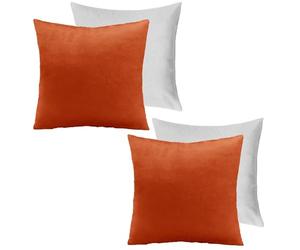 Sienna Matt Velvet Cushions with Covers Included Cushion Covers Burnt Orange, Filled Sofa Seat Cushions Smooth Soft Throw Pillow Living Room Cushion Pads, Rust Pack of 2