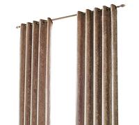 Sienna Natural Champagne Crushed Velvet Eyelet Ring Top Pair of Fully Lined Curtains - 46" wide x 72" drop