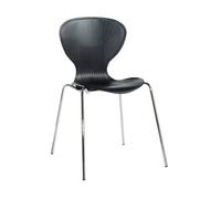 Sienna one piece shell chair with chrome legs (pack of 4) - black