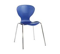 Sienna one piece shell chair with chrome legs (pack of 4) - blue