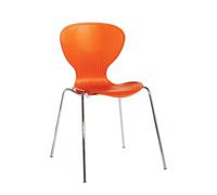 Sienna one piece shell chair with chrome legs (pack of 4) - orange