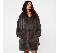 Sienna Adult Teddy Lurex Blanket Hoodie - Charcoal, Grey