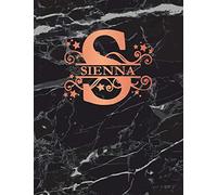 Sienna: Personalized Sketchbook 8.5" x 11". Monogram Letter S Sketch Pad/Journal/Note Book. Black Marble & Rose Gold Cover. Doodle, Notebook, Journal, Create!
