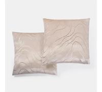Sienna Pillow Covers Pack of 2 Foil Metallic Wave Pillowcases, Soft Fabric Gold Metallic Wave Pattern Cushion Covers For Sofa Bed Livingroom, Natural/Gold-45x45cm