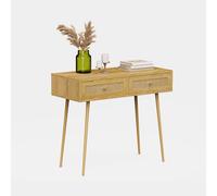 Sienna Bedroom Rattan Vanity Dressing Table VonHaus Brown One Size