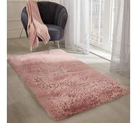 Sienna Fluffy Rug for Living Room Large Anti-Slip Carpet Shaggy Non-Shed Super Soft Floor Sofa Mat, Blush Pink - 120 x 170cm