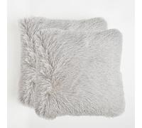 Sienna Set Of 2 Fluffy Shaggy Filled Cushion With Cover Square