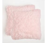Sienna Set Of 2 Fluffy Shaggy Filled Cushion With Cover Square