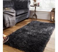 Sienna Shaggy Floor Rug Large Plain Soft Sparkle Mat Thick 5Cm Pile
