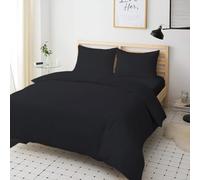 Sienna Shaun 4 Pc Bedding Set Duvet Cover Fitted Sheet And 2x Matching Pillow cases 100% Egyptian Cotton Available In 11 Vibrant Colours Single Double King Super King (Black, Super King)