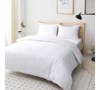 Sienna Shaun 4 Pc Bedding Set Duvet Cover Fitted Sheet And 2x Matching Pillow cases 100% Egyptian Cotton Available In 11 Vibrant Colours Single Double King Super King (White, Super King)