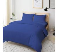 Sienna Shaun 4 Pc Bedding Set Duvet Cover Fitted Sheet And 2x Matching Pillow cases 100% Egyptian Cotton Available In 11 Vibrant Colours Single Double King Super King (Blue, Super King)