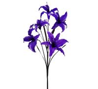 Sienna Shaun 5 Heads Silk Open Lily Stem 37" Long, 8" Flower Heads | Artificial Floral Decoration for Indoor and Outdoor Use (Purple)