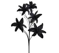 Sienna Shaun 5 Heads Silk Open Lily Stem 37" Long, 8" Flower Heads | Artificial Floral Decoration for Indoor and Outdoor Use (Black)