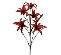 Sienna Shaun 5 Heads Silk Open Lily Stem 37" Long, 8" Flower Heads | Artificial Floral Decoration for Indoor and Outdoor Use (Brown)