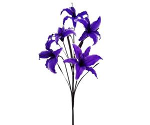 Sienna Shaun 5 Heads Silk Open Lily Stem 37" Long, 8" Flower Heads | Artificial Floral Decoration for Indoor and Outdoor Use (Purple)