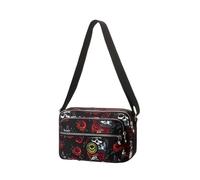 Sienna Shaun Crinkle Nylon Cross-body Casual Bag | Adjustable 1.4M Shoulder Strap | Five Exterior Zippered Pockets | 100% Nylon | Sports & Travel Bag (Flower Print)