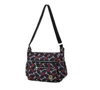 Sienna Shaun Crinkle Nylon Cross-body Casual Bag | Adjustable 1.5M Shoulder Strap | Two Side Slip Zipped Pockets 100% Nylon | Sports & Travel Bag (Bone & Head)