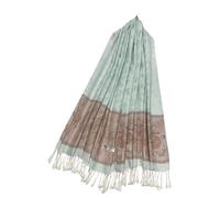 Sienna Shaun Delicate Butterfly Embroidered Pashmina Tassel Scarf, 70 x 180cm - Soft and Elegant Shawl Wrap for Women (Mint Green)