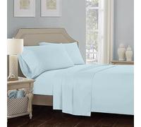 Sienna Shaun Flat Sheet With 2x Matching Pillow Cases 100% Egyptioan Cotton 2Pc Premium Bedding set In 11 Vibrant Colours Single Double King Super King (Aqua, Double)