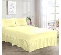 Sienna Shaun Frilled Base Valance Sheet With 2x Matching Pillow Cases Easy Care Premium Bedding Set Machine Wash Available In 22 Colours Single Double King Super King (Lemon, Double)