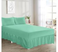 Sienna Shaun Frilled Base Valance Sheet With 2x Matching Pillow Cases Easy Care Premium Bedding Set Machine Wash Available In 22 Colours Single Double King Super King (Mint, King)