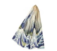 Sienna Shaun Hokusai's Great Wave Japanese Silk Scarf - 70 x 180 cm, 50% Silk & 50% Viscose, Elegant Art-inspired Design