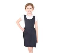 Sienna Shaun Kid’s Bib Pinny Pinafore With Button Closure Stylish Apron Dress for School Wear (Navy, 3-4)