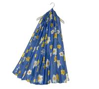 Sienna Shaun Lovely Ladies Scarf with Bright Daffodil Print - A Feminine Accessory for All Seasons and Great Gift (Blue)