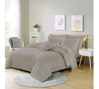 Sienna Shaun Plain Duvet Cover Set with 2x Matching Pillow Cases Easy Care Premium Bedding Set In 22 Vibrant Colours Available In All Uk Sizes (Silver, Double)