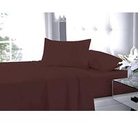 Sienna Shaun Plain Flat Bed Sheet with 2 Matching Pillow Cases, Premium Bedding Set, Single/Double/King/Super King, UK Sizes In 22 Colours (Chocolate, Double)
