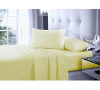 Sienna Shaun Plain Flat Bed Sheet with 2 Matching Pillow Cases, Premium Bedding Set, Single/Double/King/Super King, UK Sizes In 22 Colours (Lemon, Super King)