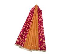 Sienna Shaun Reversible Scarf Star and Leopard Print with Embroidery Detailing and Frayed Edges | Bold, Stylish, and Versatile Cotton-Viscose Blend Wrap (Orange/Fuchisa)