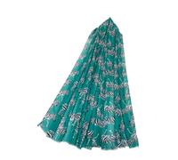 Sienna Shaun Zebra Animal Print Frayed Scarf - Soft 100% Viscose 70 x 180cm | Stylish, Lightweight and Versatile Women Accessory (Green)