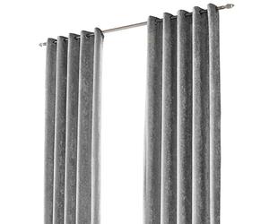 Sienna Silver Crushed Velvet Curtain Eyelet Ring Top Pair of Fully Lined Curtains, Soft Luxury Light Blocking Curtains for Bedroom Living Room 2 Panel, 66" x 90"