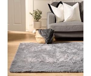 Sienna Small Rugs for Bedroom, Super Soft Fluffy Grey Area Rugs for Living Room Home Decorations Anti Slip Non Shedding Shaggy Bedroom Carpet Modern Thick Pile Carpet, 80 x 150cm