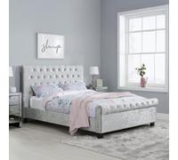 Sienna Steel Crushed Velvet Fabric Bed - Sizes Available