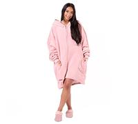 Sienna Zip Up Hoodie Blanket Wearable Sherpa Oversized Sweatshirt - Pink