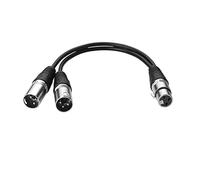 SIENOC 30cm Silver XLR(F) to Dual 2 XLR(M) Splitter Cable