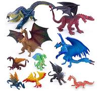 SIENON 10Pack Dragon Toy Figures, Assorted Colors and Styles Mini Mythical Figurines for Kids Birthday Cake Decorations Christmas Halloween Dragon Theme Party Favors