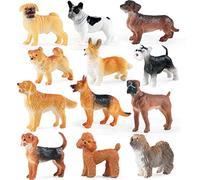 SIENON 12PCS Mini Dog Figurines, Realistic Dog Figures Toy Set, Plastic Puppy Figures, Miniature Pet Animals Toy, Puppy Cake Cupcake Topper for Easter Eggs Birthday Christmas