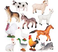 SIENON 12Pcs Mini Farm Animals Figures Realistic Barn Toys for Kids